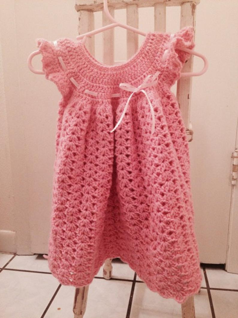Crochet Baby Pinafore Dress Pattern Crochet Pinafore Dress For Ba Crochet Pinafore For Toddler Etsy