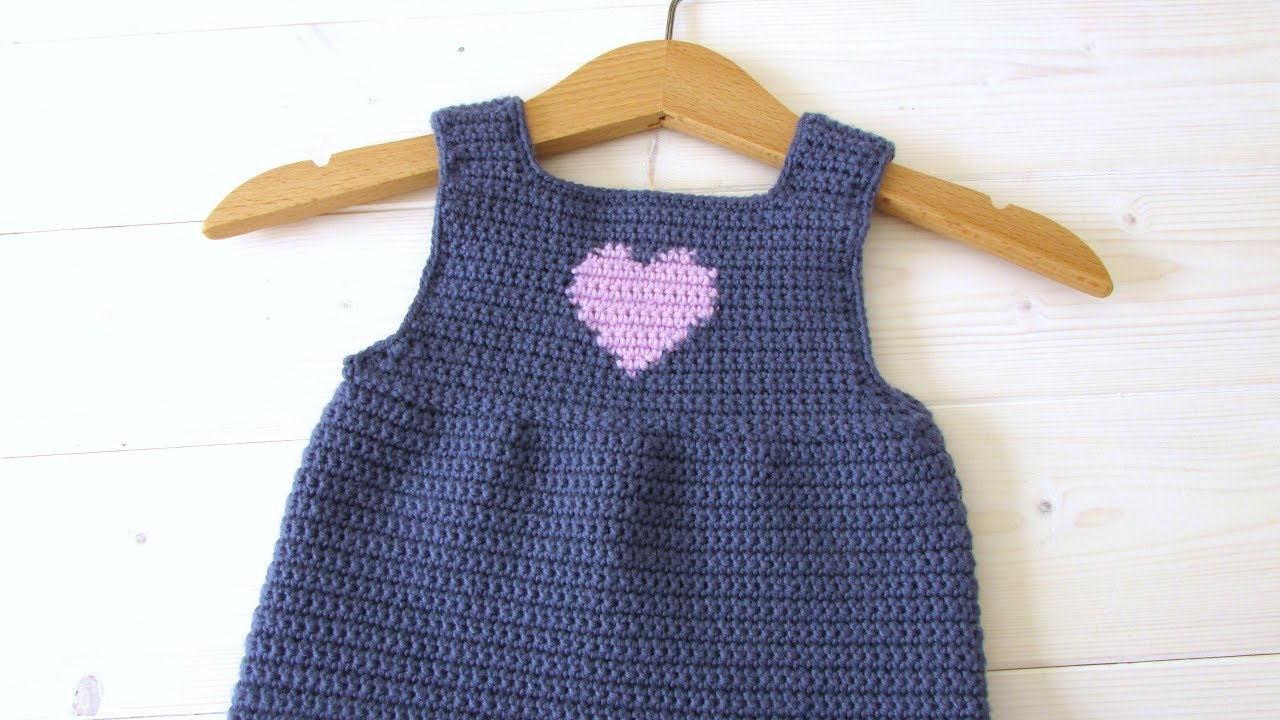 Crochet Baby Pinafore Dress Pattern How To Crochet A Simple Heart Ba Pinafore Dress Youtube