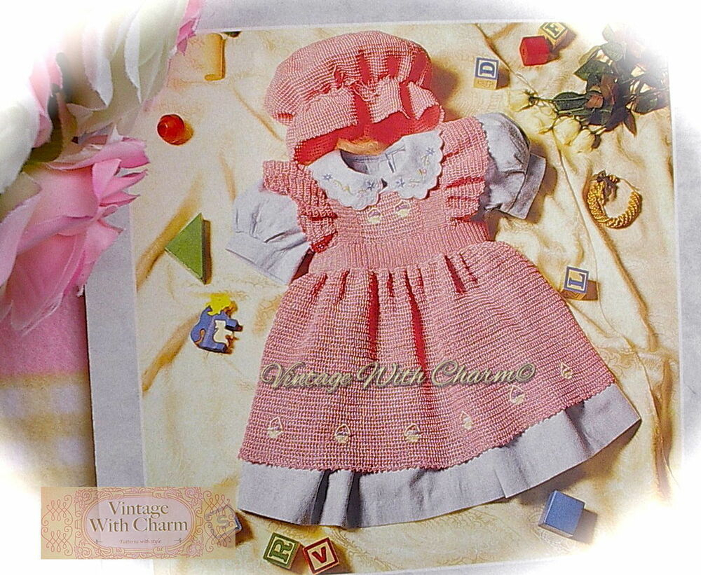 Crochet Baby Pinafore Dress Pattern Vintage Crochet Pattern For Ba Girls Pinafore Dress Mop Cap 3