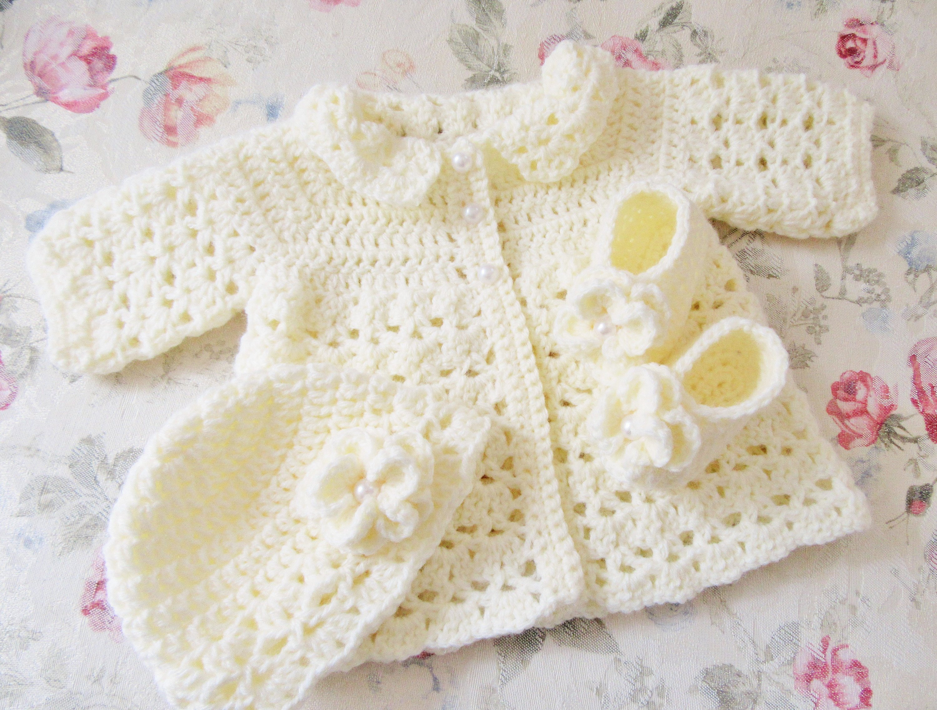 Crochet Baby Sweater Patterns Ba Sweater Set Crochet Ba Coat Infant Outfit Newborn Etsy
