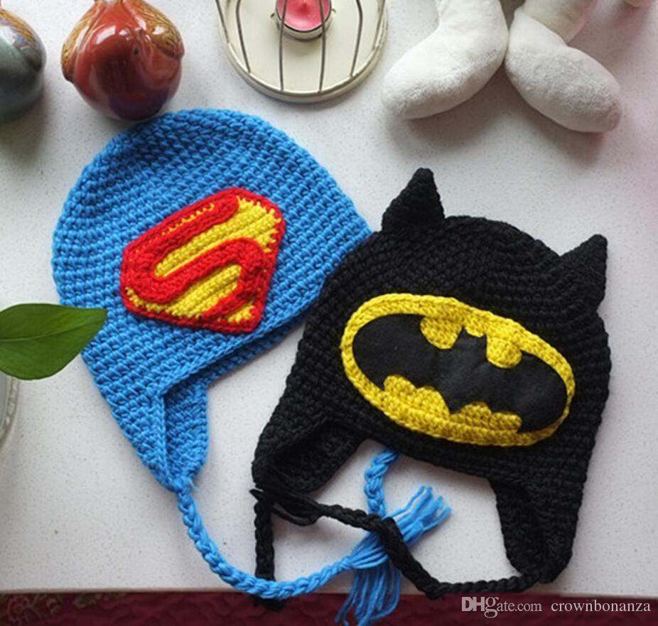 Crochet Batman Hat Pattern 2019 The Avengers Superman Spiderman Batman Knitted Crochet Wool Hat
