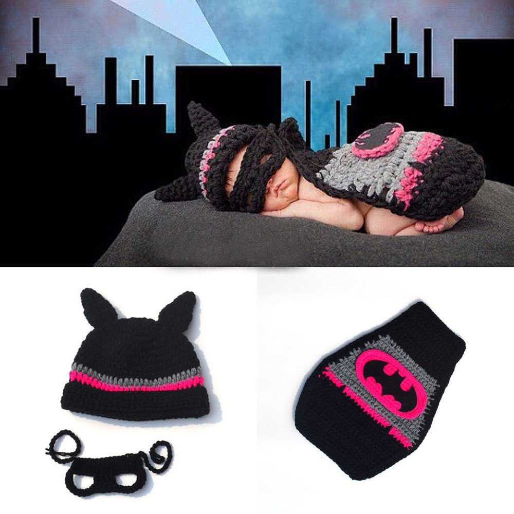 Crochet Batman Hat Pattern Crochet Newborn Batgirl Hot Pink Batman Cap Set Ba Photography
