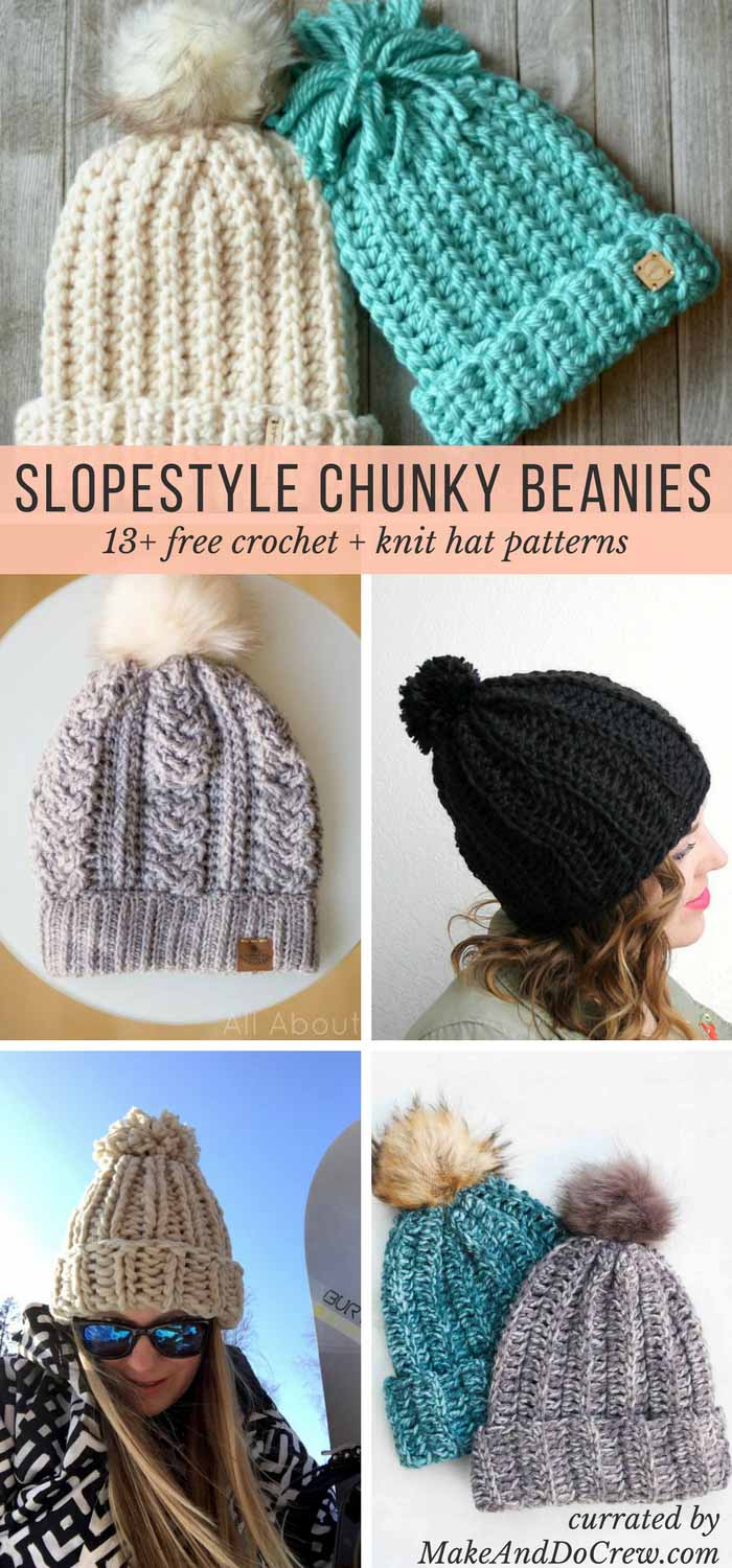Crochet Bobble Hat Pattern Free Slope Style 13 Free Knit Crochet Chunky Hat Patterns