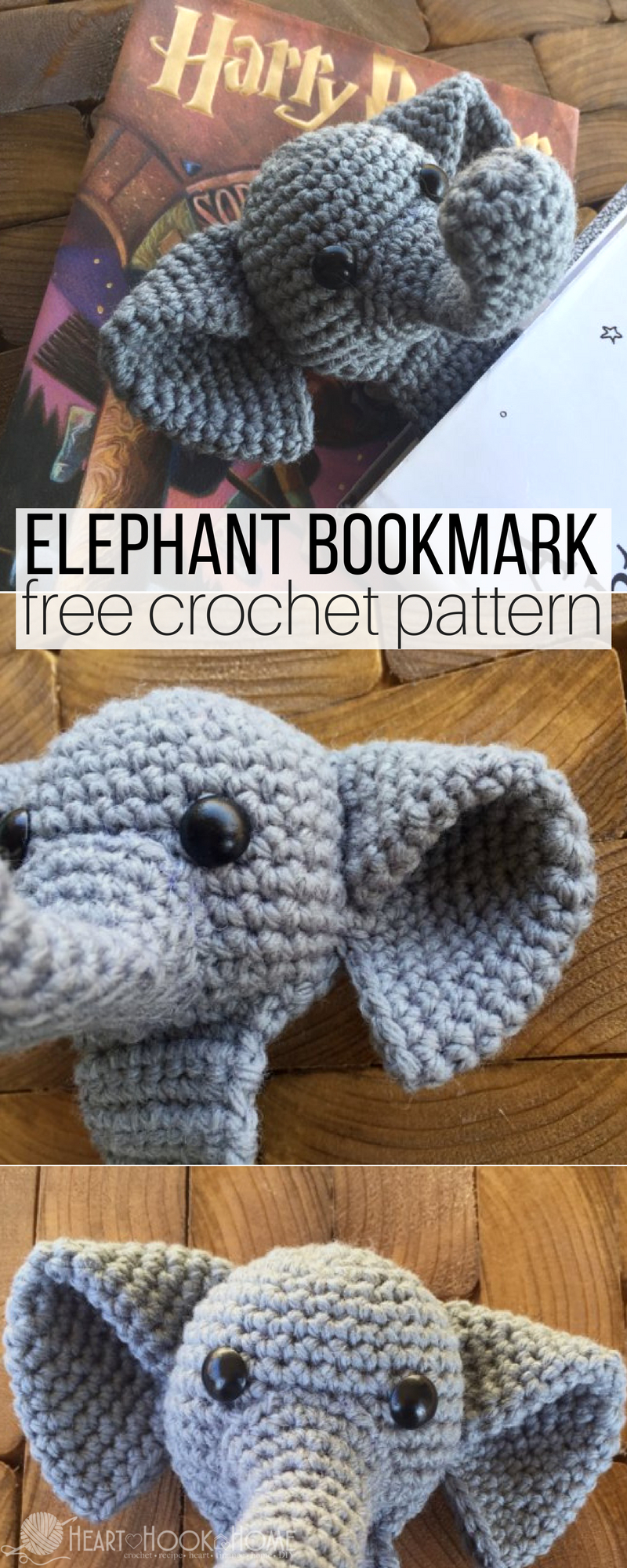Crochet Bookworm Bookmark Pattern Webster The Elephant Bookmark Amigurumi Crochet Pattern