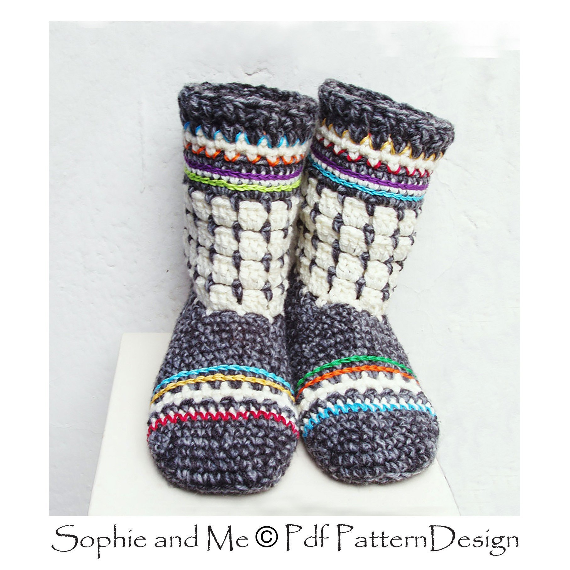 Crochet Boots Pattern For Adults Fair Isle Oslo Boots For Adults Crochet Slipper Pdf Pattern Etsy