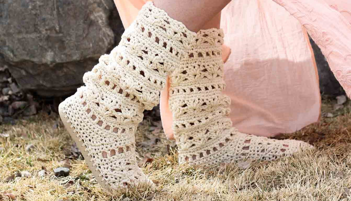 Crochet Boots Pattern For Adults Lacy Crochet Boots Pattern For Adults Made With Flip Flops