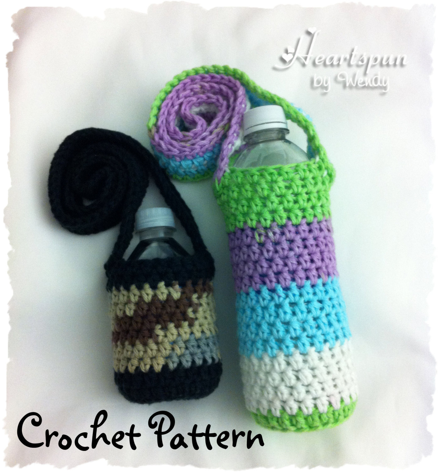 Crochet Bottle Holder Pattern Crochet Pattern To Make A Changing Colors Water Bottle Holder Etsy