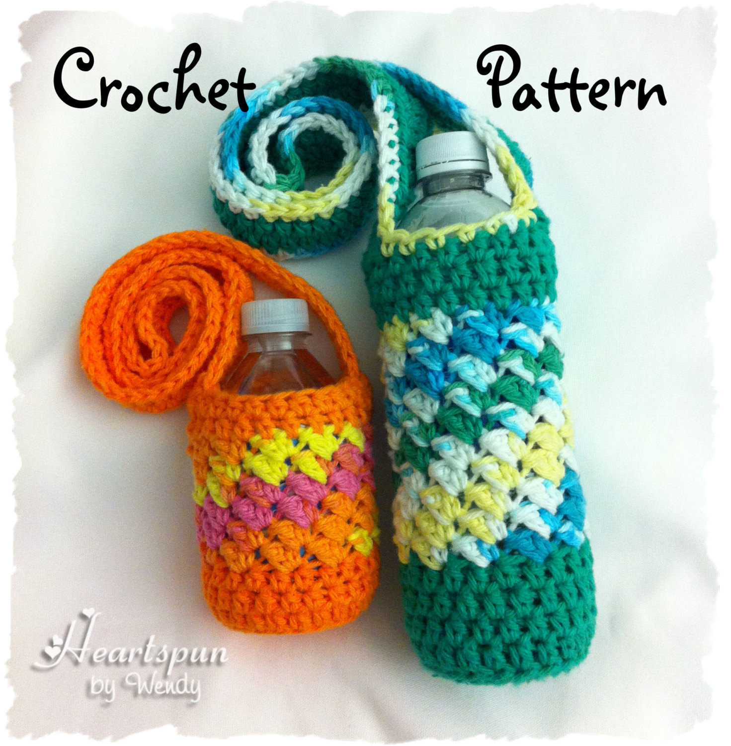 Crochet Bottle Holder Pattern Crochet Pattern To Make A Sideways Shell Water Bottle Holder Etsy
