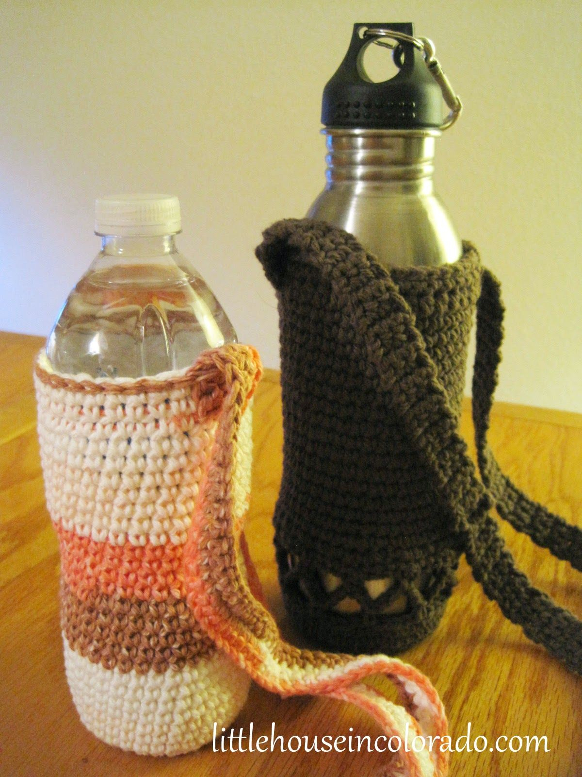 Crochet Bottle Holder Pattern Little House In Colorado Pattern For Crochet Water Bottle Holders