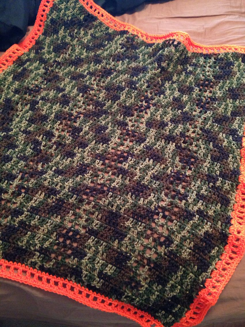 Crochet Camo Baby Blanket Pattern I Need To Make This Blue For Girl Or Purple And Something Other