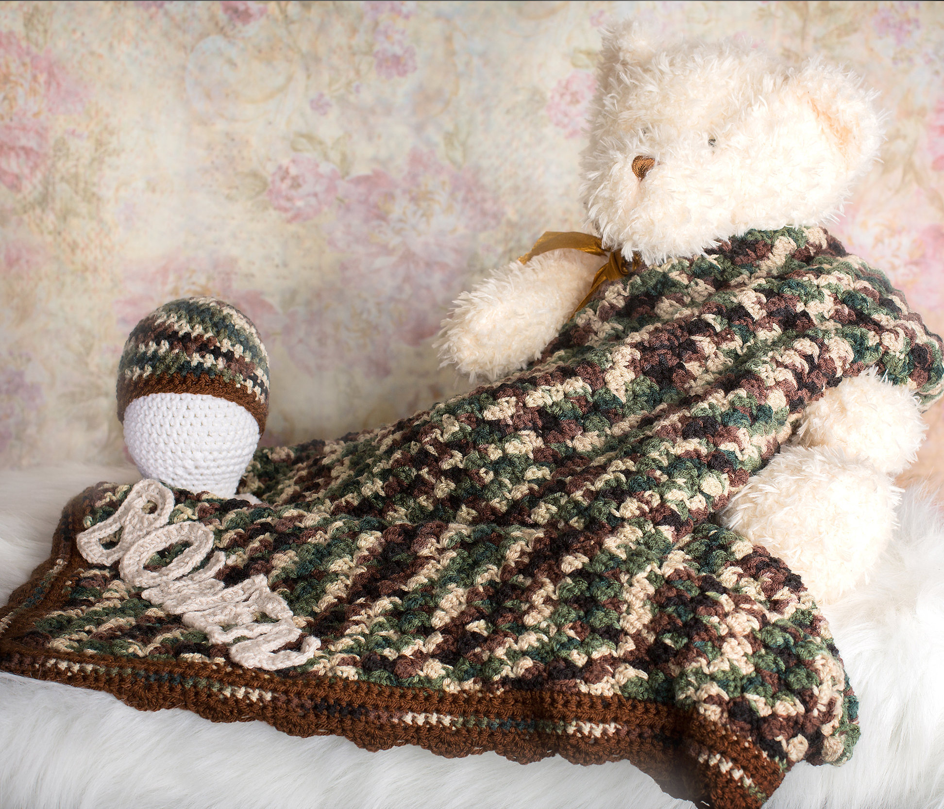 Crochet Camo Baby Blanket Pattern Nursery Decor Crochet Ba Blanket Personalized Camo Knit Etsy