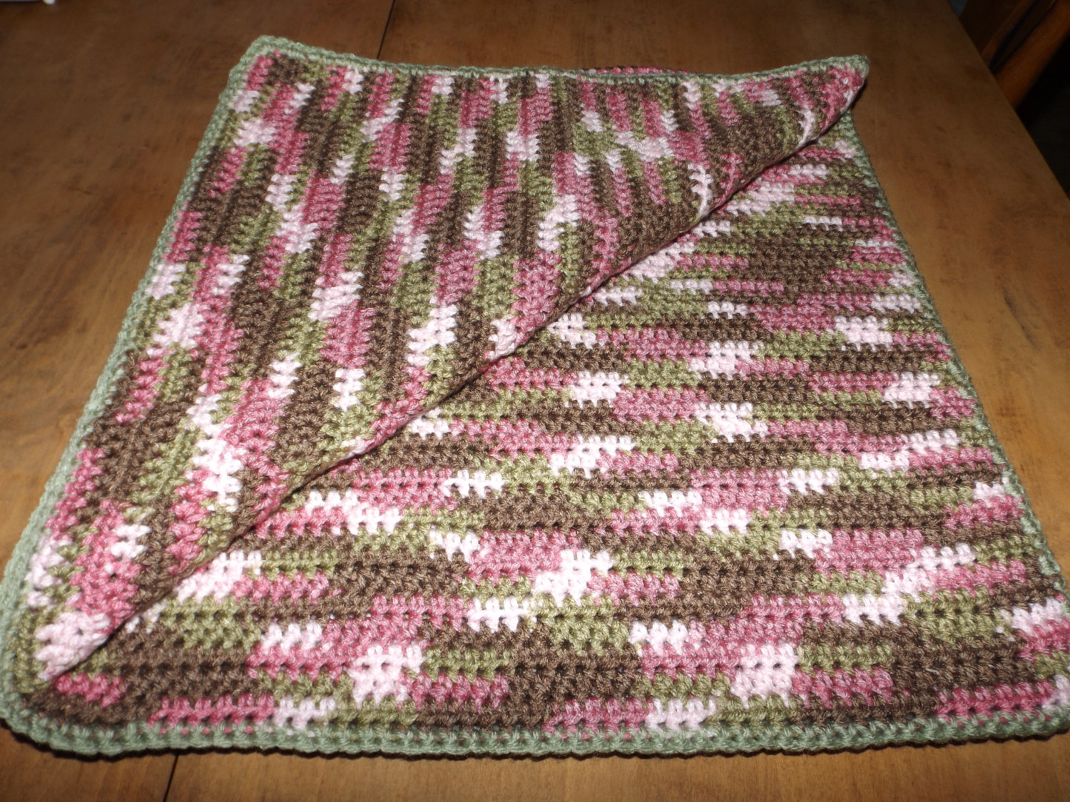 Crochet Camo Baby Blanket Pattern Pink Camouflage Crocheted Ba Afghancamo Ba Blanketmulti Etsy