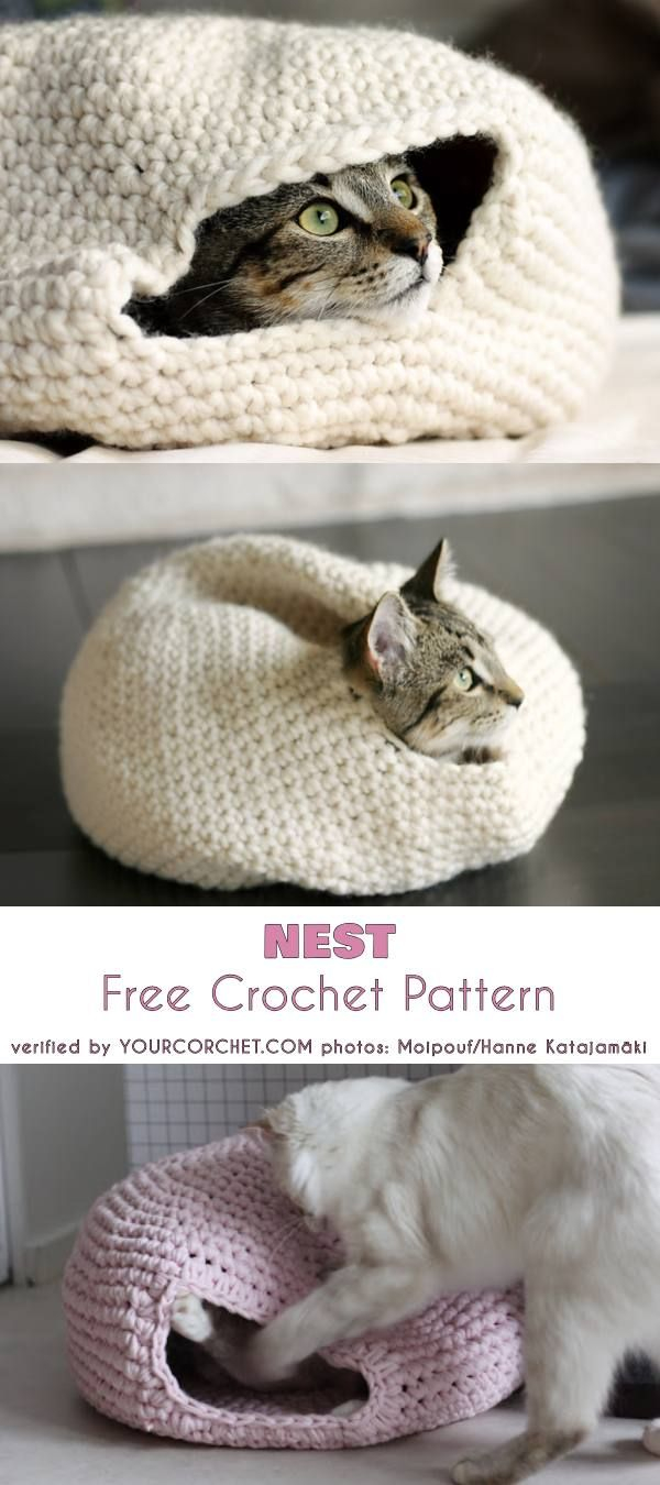 Crochet Cat Bed Pattern Free Nest Free Crochet Pattern Decors Accessories Free Pinterest