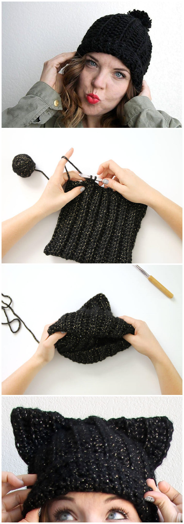 Crochet Cat Hat Pattern Black Cat Slouch Hat Free Crochet Cat Hat Pattern Mixcrown