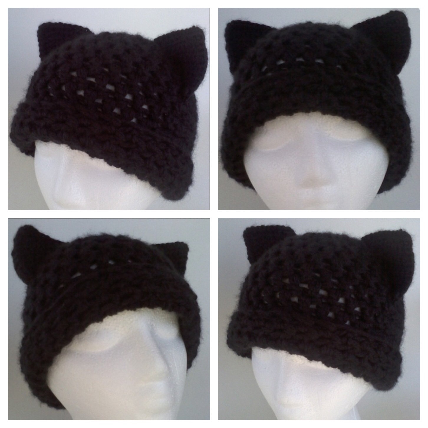 Crochet Cat Hat Pattern Cat Hat Pattern Adult Cat Hat Crochet Cat Hat Pattern Black Etsy