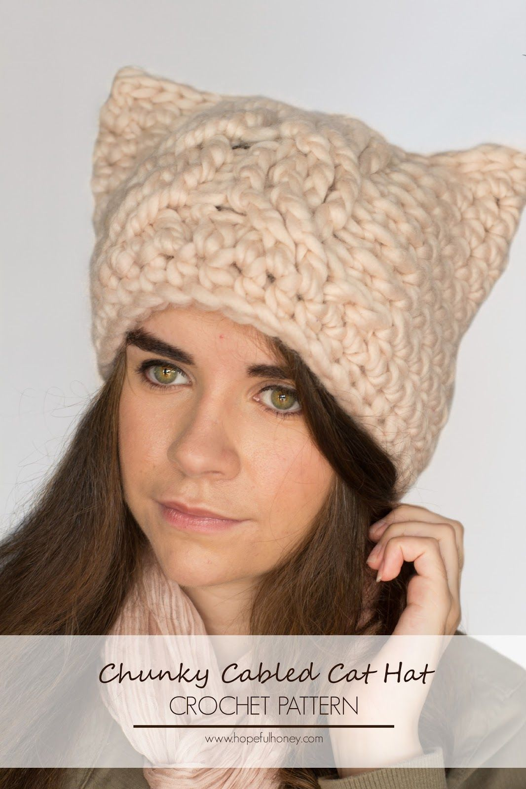 Crochet Cat Hat Pattern Chunky Cabled Cat Hat Crochet Pattern Crochet Patterns Pinterest