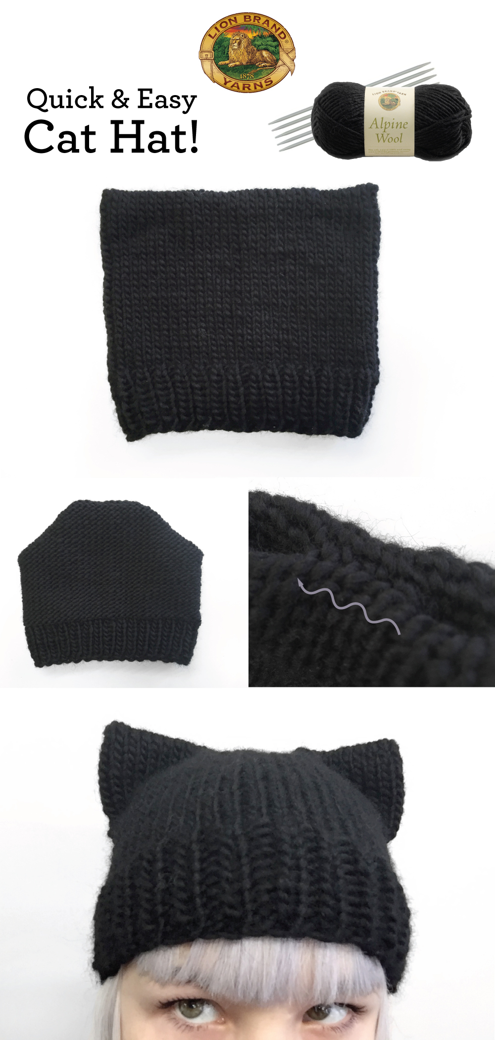 Crochet Cat Hat Pattern Knit A Quick Easy Cat Hat Lion Brand Notebook