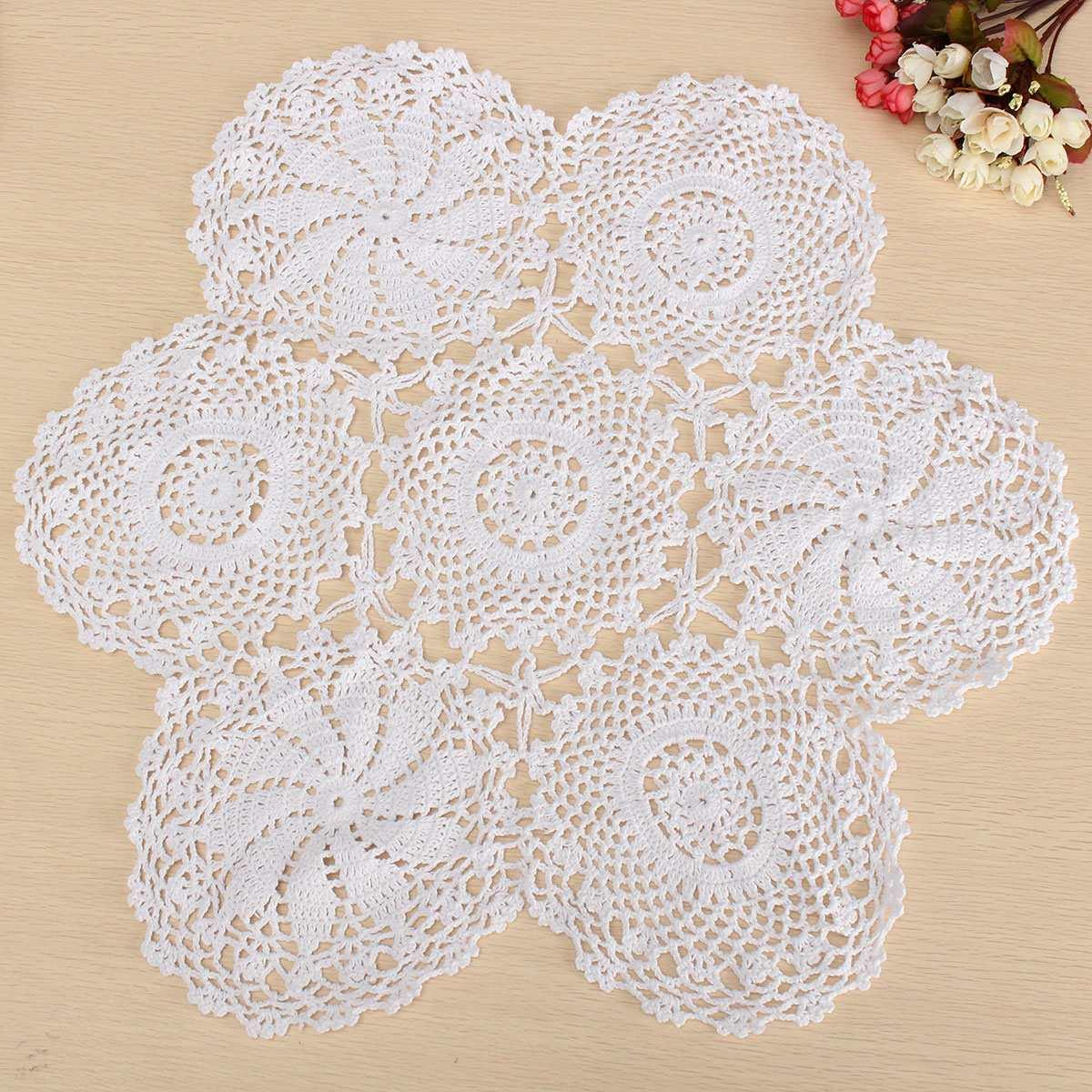 Crochet Centerpiece Pattern 2019 Wholesale 23 Round Cotton White Hand Crochet Floral Table