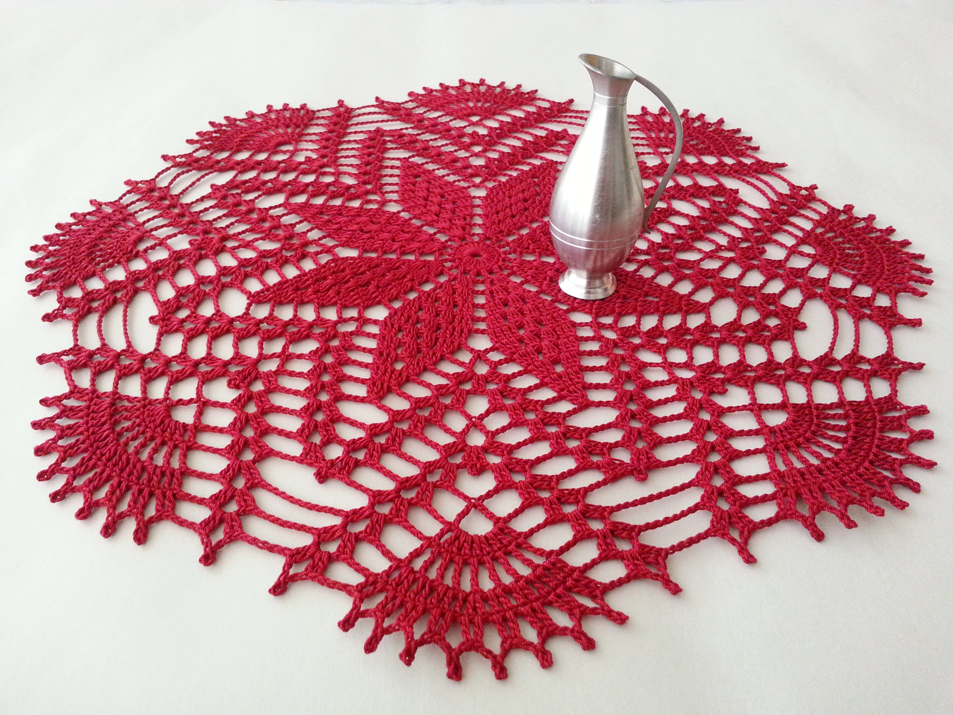 Crochet Centerpiece Pattern Crochet Lace Doily Burgundy Cardinal Red Poinsettia Placemat Home