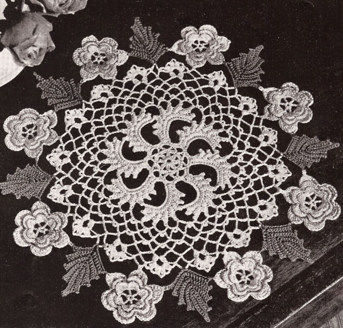 Crochet Centerpiece Pattern Details About Vintage Crochet Pattern To Make Irish Rose Flower