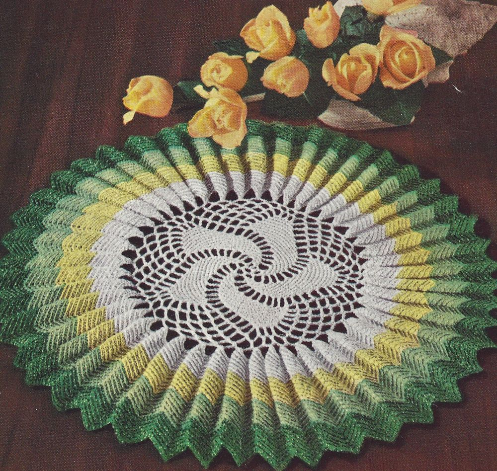 Crochet Centerpiece Pattern Vintage Crochet Pattern To Make Sunburst Pleated Ruffled Doily Mat