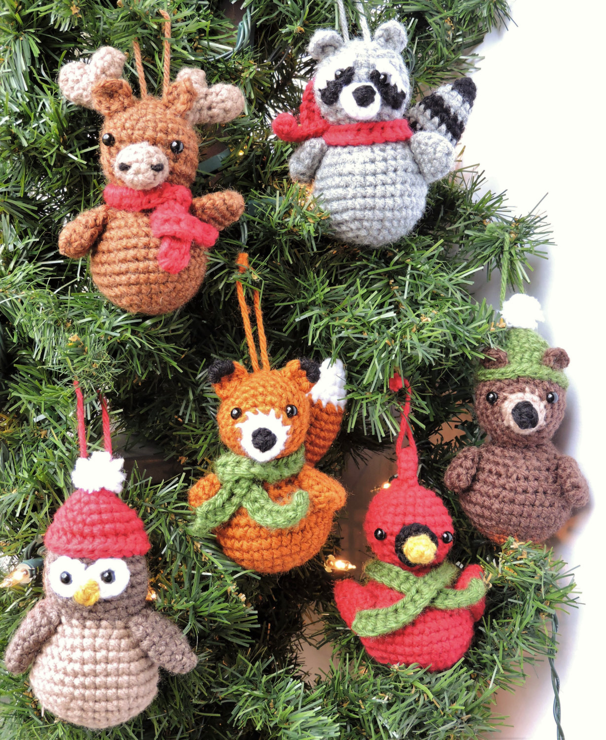 Crochet Christmas Ornament Patterns Crochet Christmas Ornament Pattern Woodland Animal Crochet Etsy