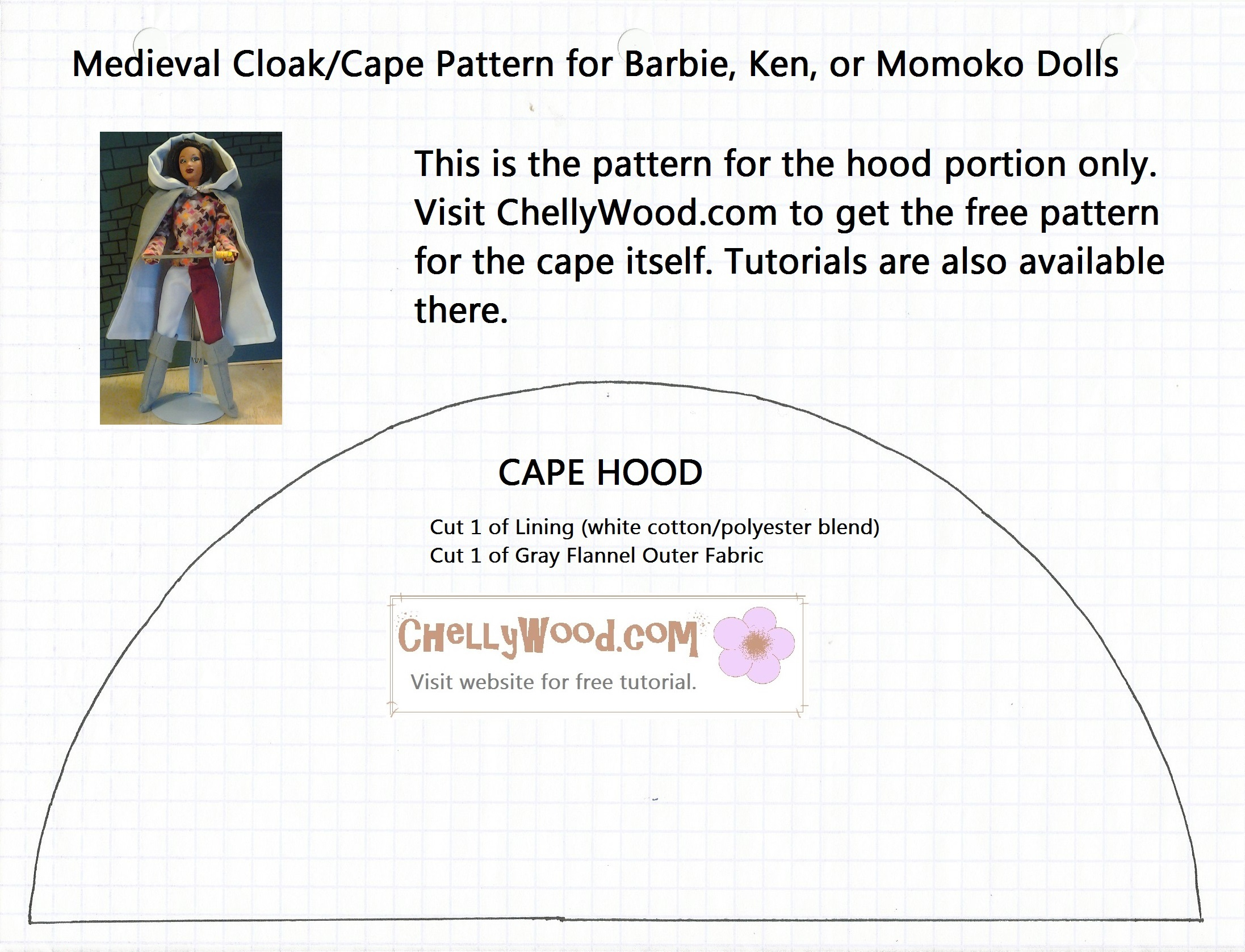 Crochet Cloak With Hood Pattern Free Printable Barbie Doll Clothes Patterns Chellywood