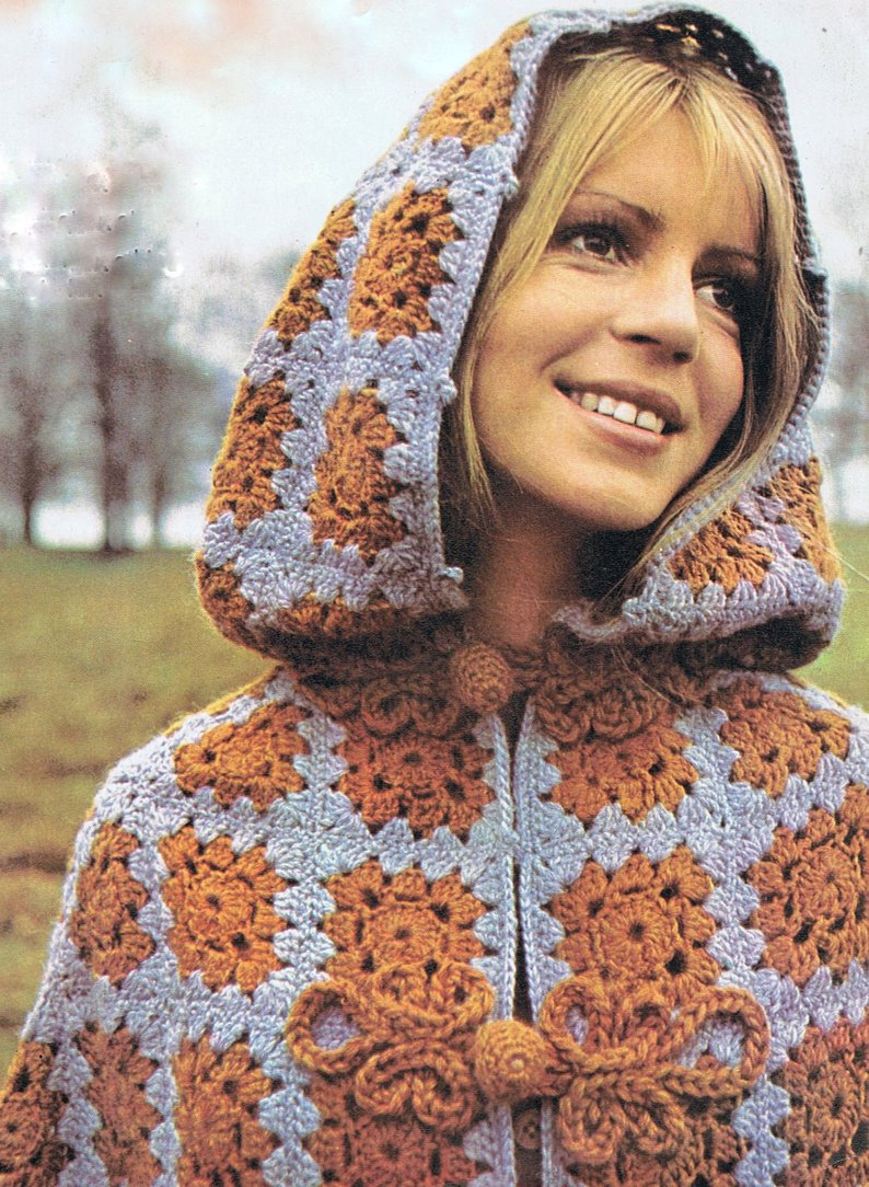 Crochet Cloak With Hood Pattern Killarney Cloak Cape Vintage 1970s Crochet Pattern Both Etsy
