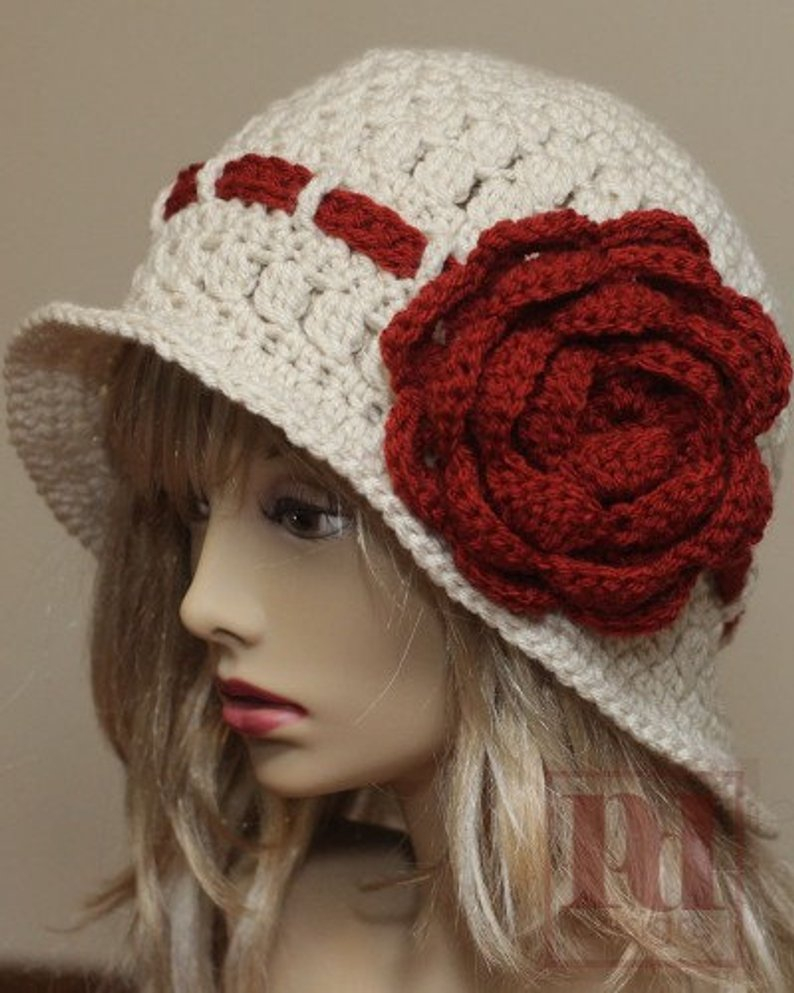 Crochet Cloche Hat Pattern Crochet Pattern Large Rose Cloche Crochet Hat Pattern Etsy