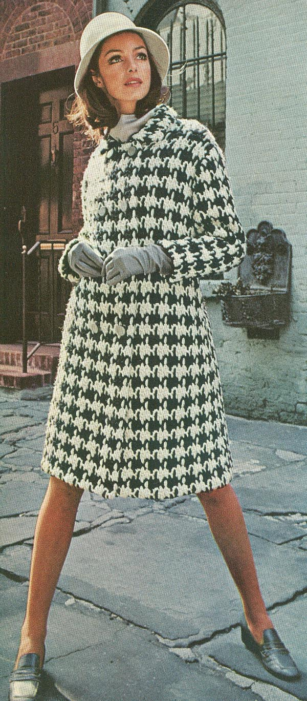 Crochet Coat Pattern Pdf 6801 Vintage 1960s Houndstooth Coat Crochet Pattern