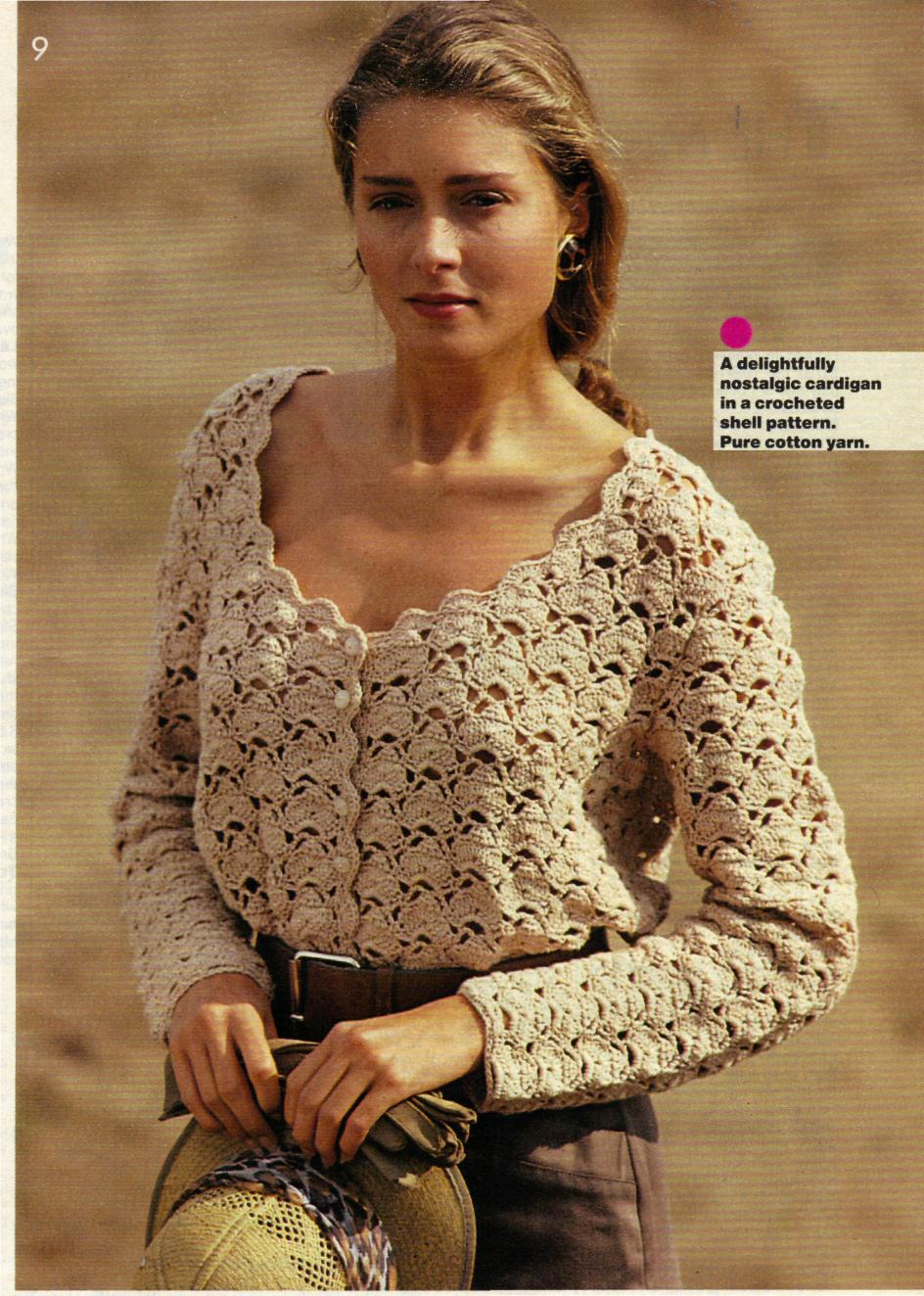 Crochet Coat Pattern Pdf Vintage Crochet Pattern Ladies Long Sleeve Shell Cardigan Top