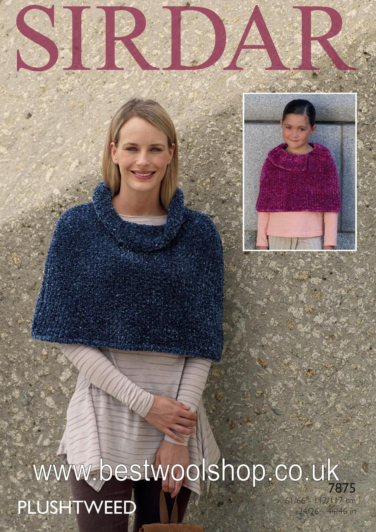 Crochet Cowl Neck Poncho Pattern 7875 Sirdar Plushtweed Super Chunky Poncho Cape With Cowl Neck Or