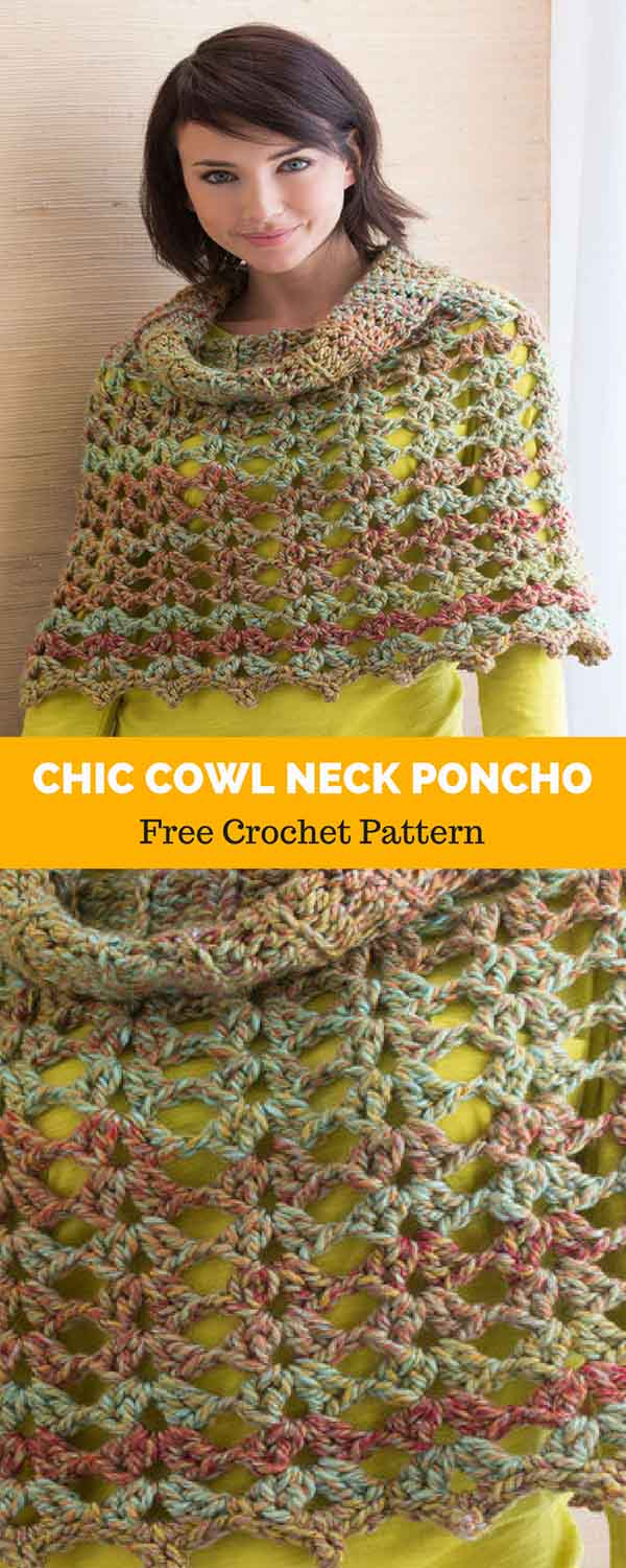 Crochet Cowl Neck Poncho Pattern Chic Cowl Neck Poncho Free Crochet Pattern All About Patterns