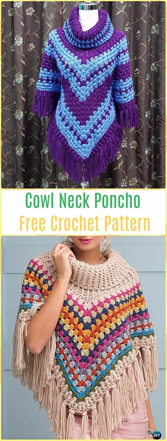 Crochet Cowl Neck Poncho Pattern Crochet Women Capes Poncho Patterns Tutorials