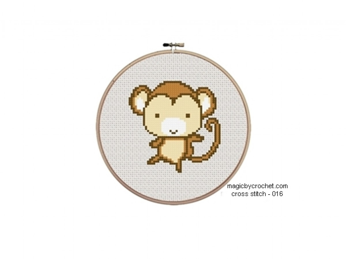 Crochet Cross Pattern Ba Monkey Cross Stitch Chart Pattern Pdf Instant Download No