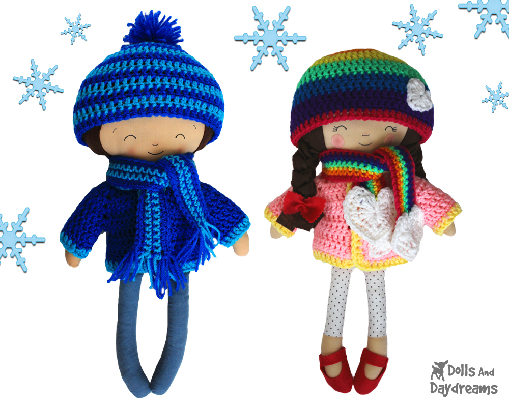 Crochet Doll Clothes Patterns Winter Woolies Crochet Doll Clothes Pattern Set Dolls And Daydreams