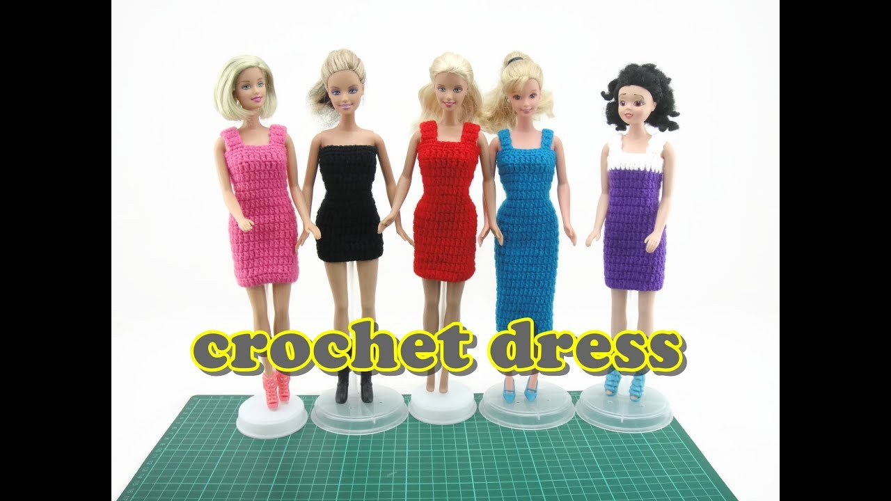 Crochet Doll Dress Patterns For Barbies Crochet Tutorial Easy Doll Dress Youtube