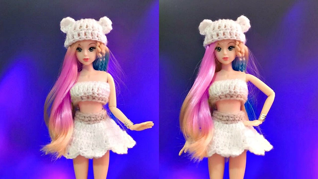 Crochet Doll Dress Patterns For Barbies Diy Crochet Barbie Doll Skirt Tutorial Youtube