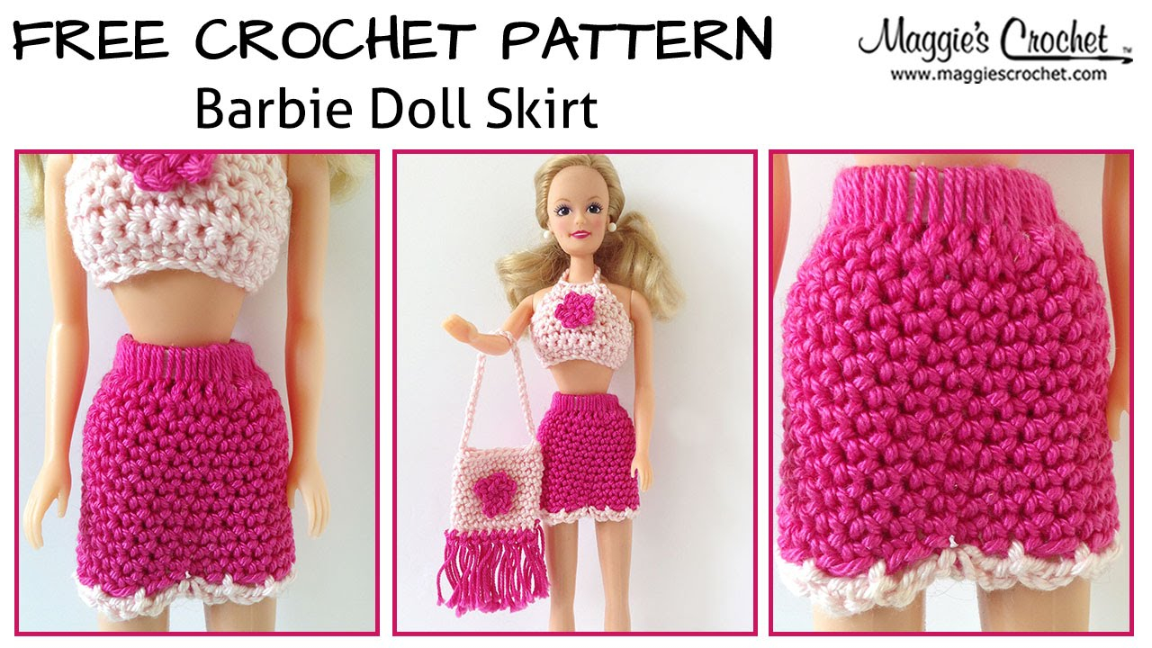 Crochet Doll Dress Patterns For Barbies Doll Skirt Free Crochet Pattern Right Handed Youtube