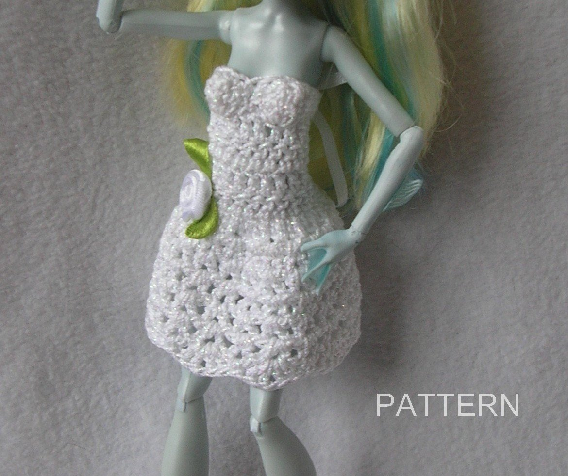 Crochet Doll Dress Patterns For Barbies Monster High Doll Crochet Dress Pattern Ever After Barbie Doll Etsy