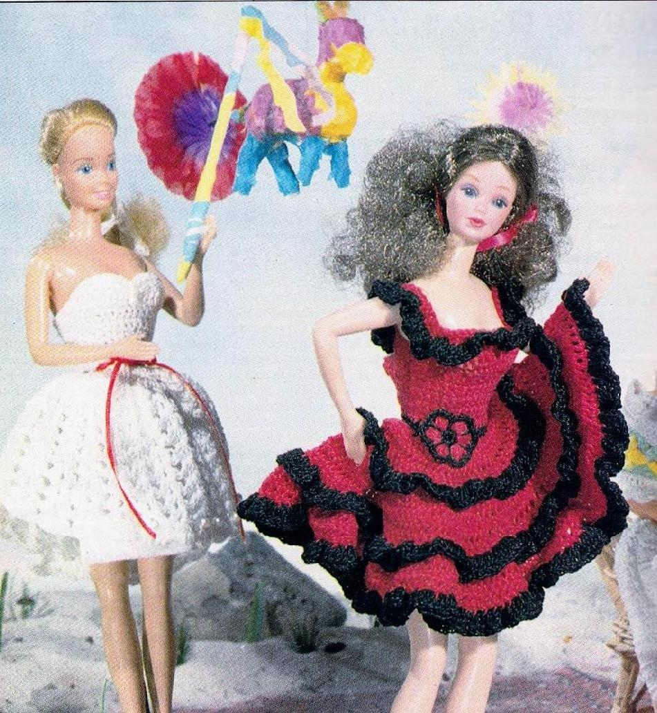 Crochet Doll Dress Patterns For Barbies Pdf Digital Download Vintage Crochet Pattern To Make Dolls Clothes