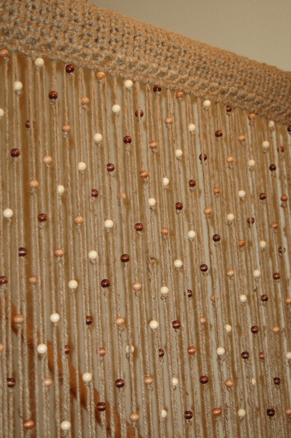 Crochet Door Curtain Pattern Natural Jute Crochet Curtain Door Window With Wooden Beads Etsy