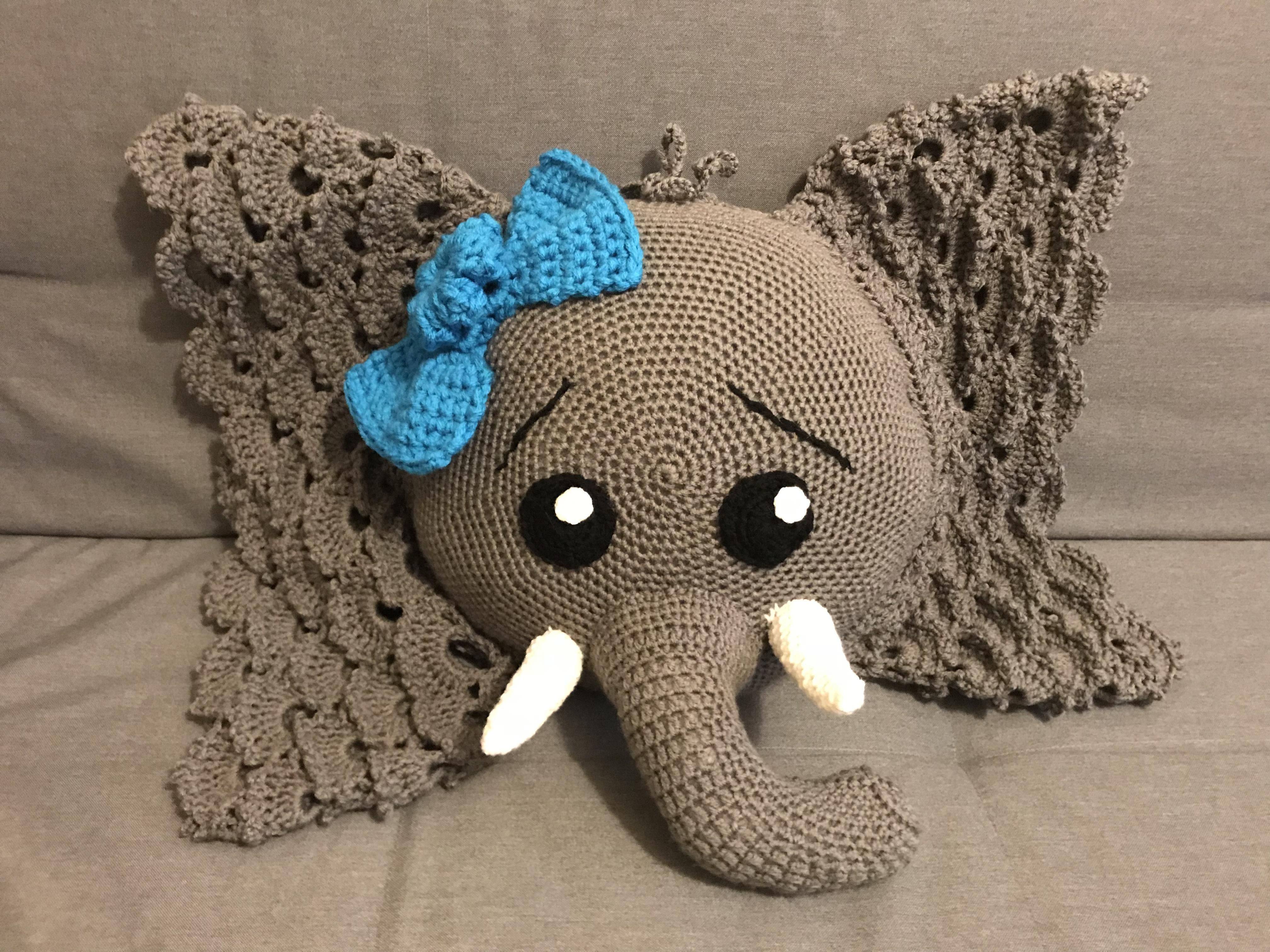 Crochet Elephant Pillow Pattern Fo Elephant Pillow Easier Than I Thought And Super Cute Crochet
