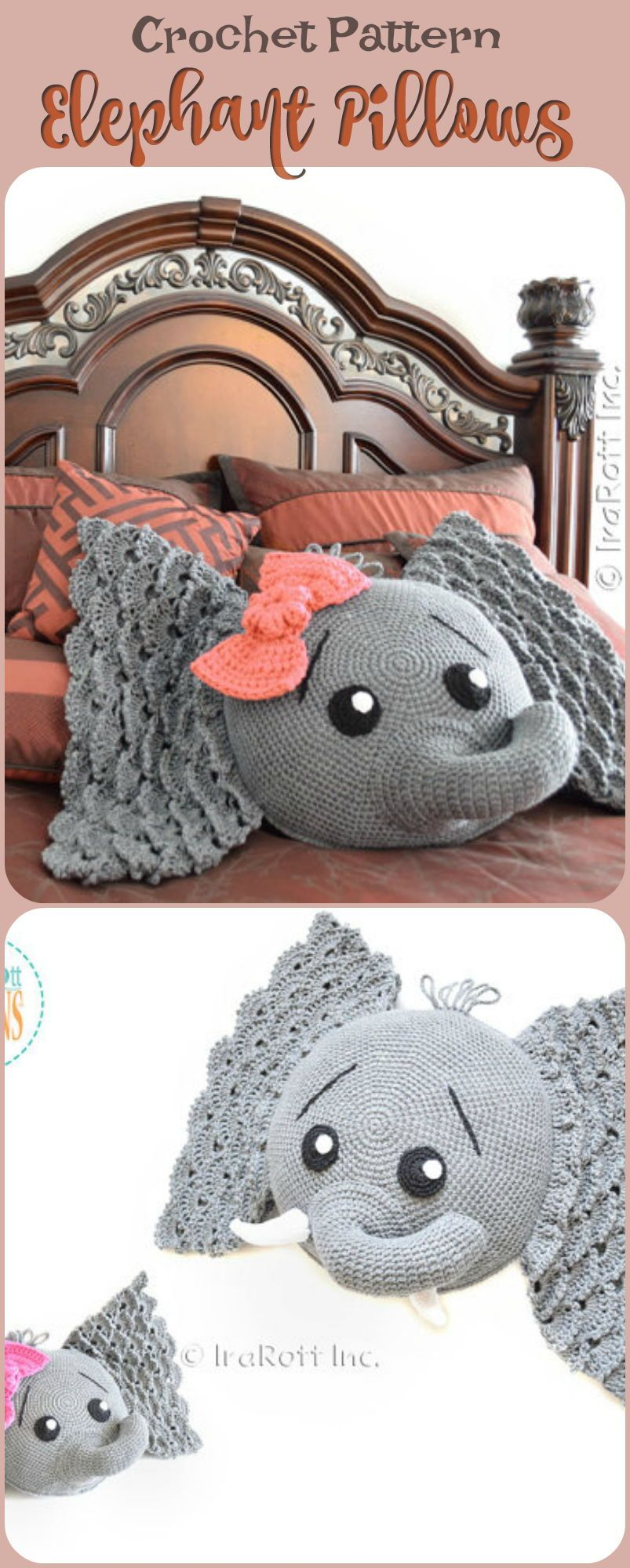 Crochet Elephant Pillow Pattern So Cute These Elephant Crochet Pillows Crochet Elephant Pillow