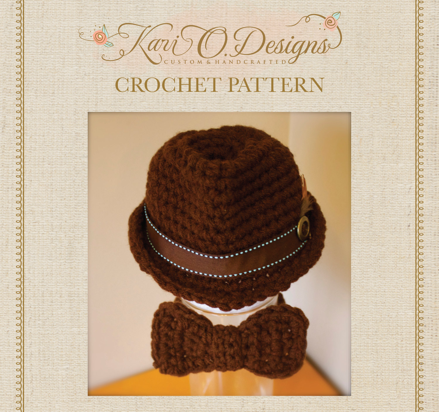 Crochet Fedora Pattern Pdf Crochet Patterns Classic Fedora And Bow Tie Etsy