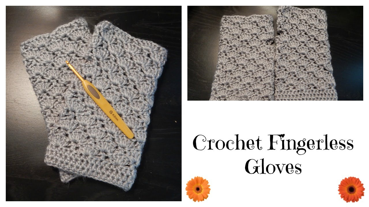 Crochet Fingerless Gloves Pattern How To Crochet Fingerless Gloves Shell Pattern Youtube