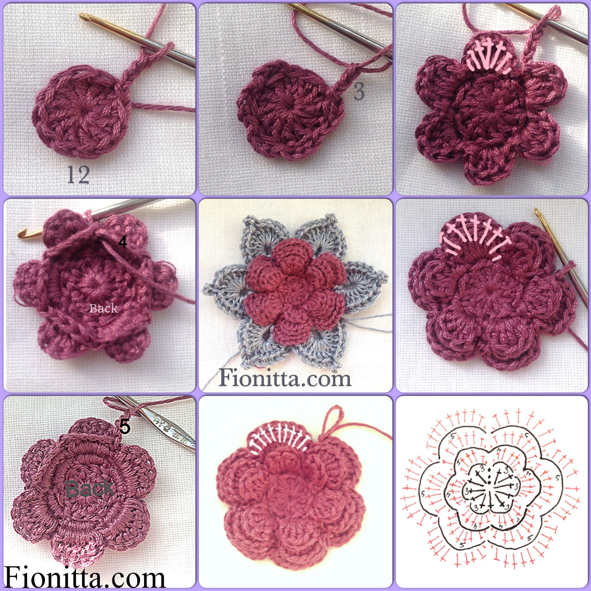 Crochet Flowers Pattern Crochet Flowers Fionitta Crochet