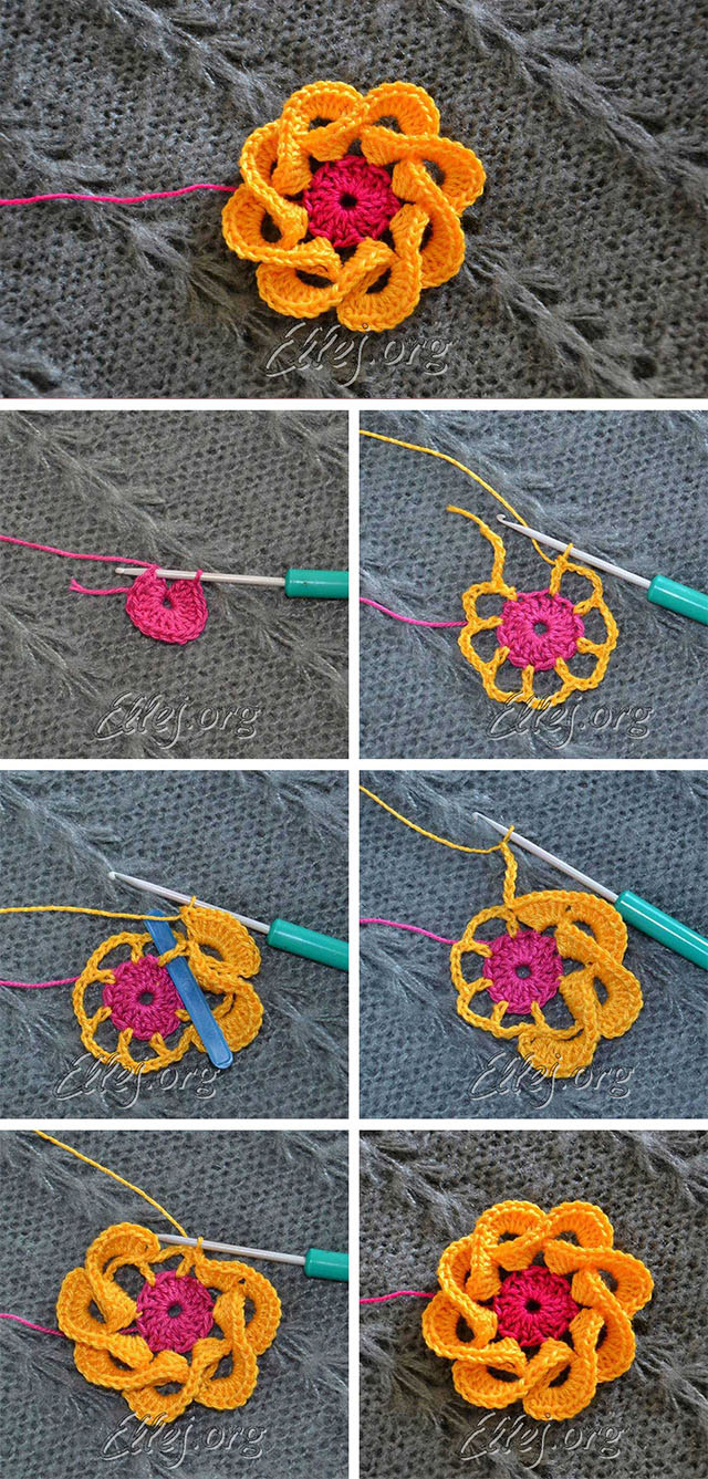 Crochet Flowers Pattern How To Crochet Folded Petals Flower Crochetbeja