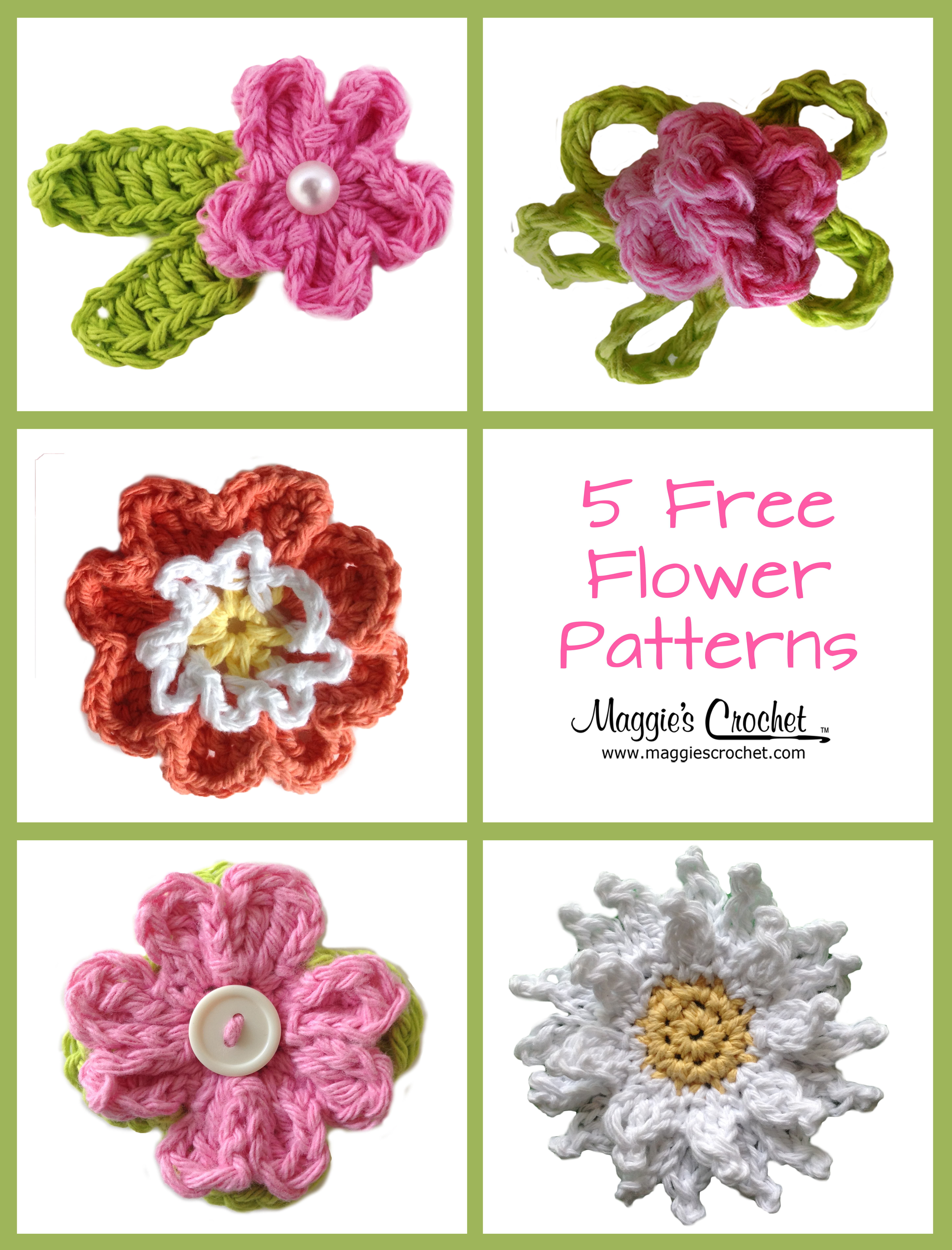 Crochet Flowers Pattern Mothers Day Five Free Crochet Flower Patterns