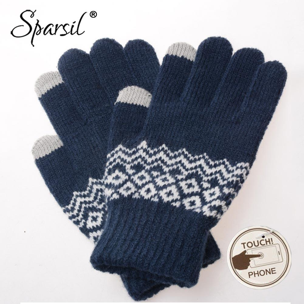 Crochet Gloves Pattern With Fingers 2019 Sparsil Men Women Touch Screen Gloves Winter Warm Elastic